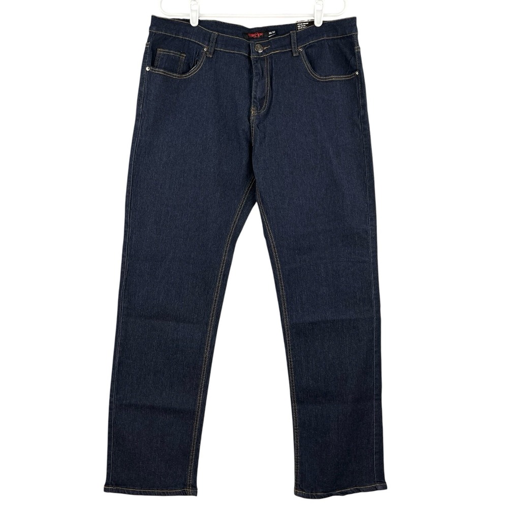 Big Joe Men's Dark Blue Denim Jeans Size 36x32 Regular Stretch Straight Leg NWT